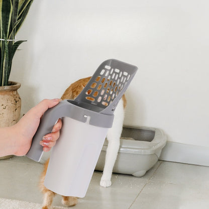 Integrated cat litter shovel