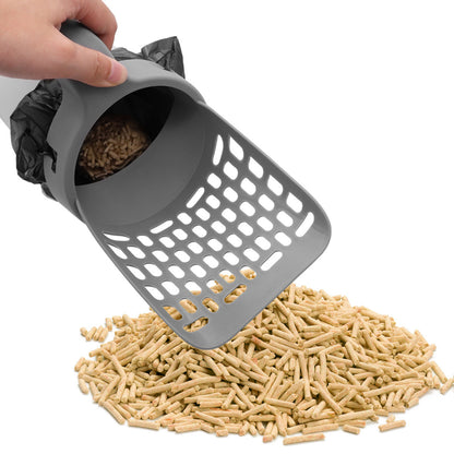 Integrated cat litter shovel