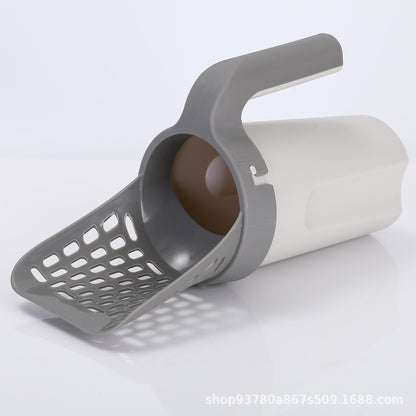 Integrated cat litter shovel
