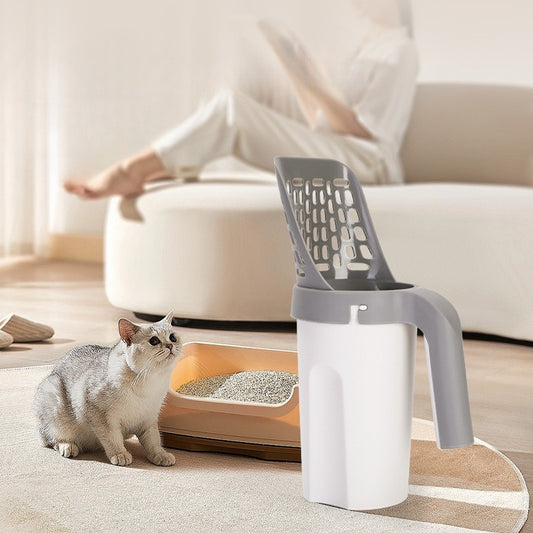 Integrated cat litter shovel