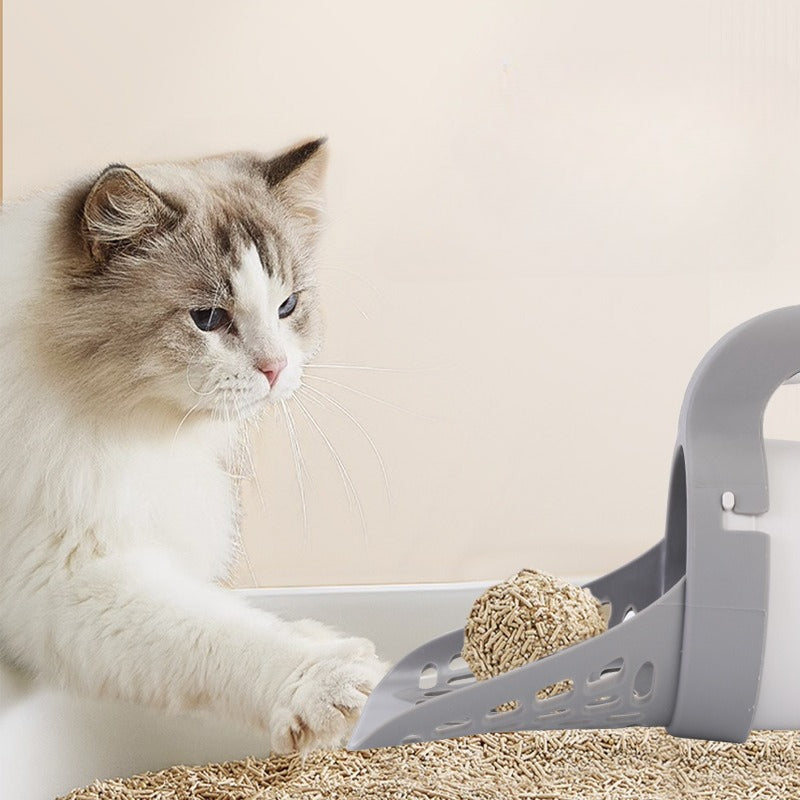 Integrated cat litter shovel